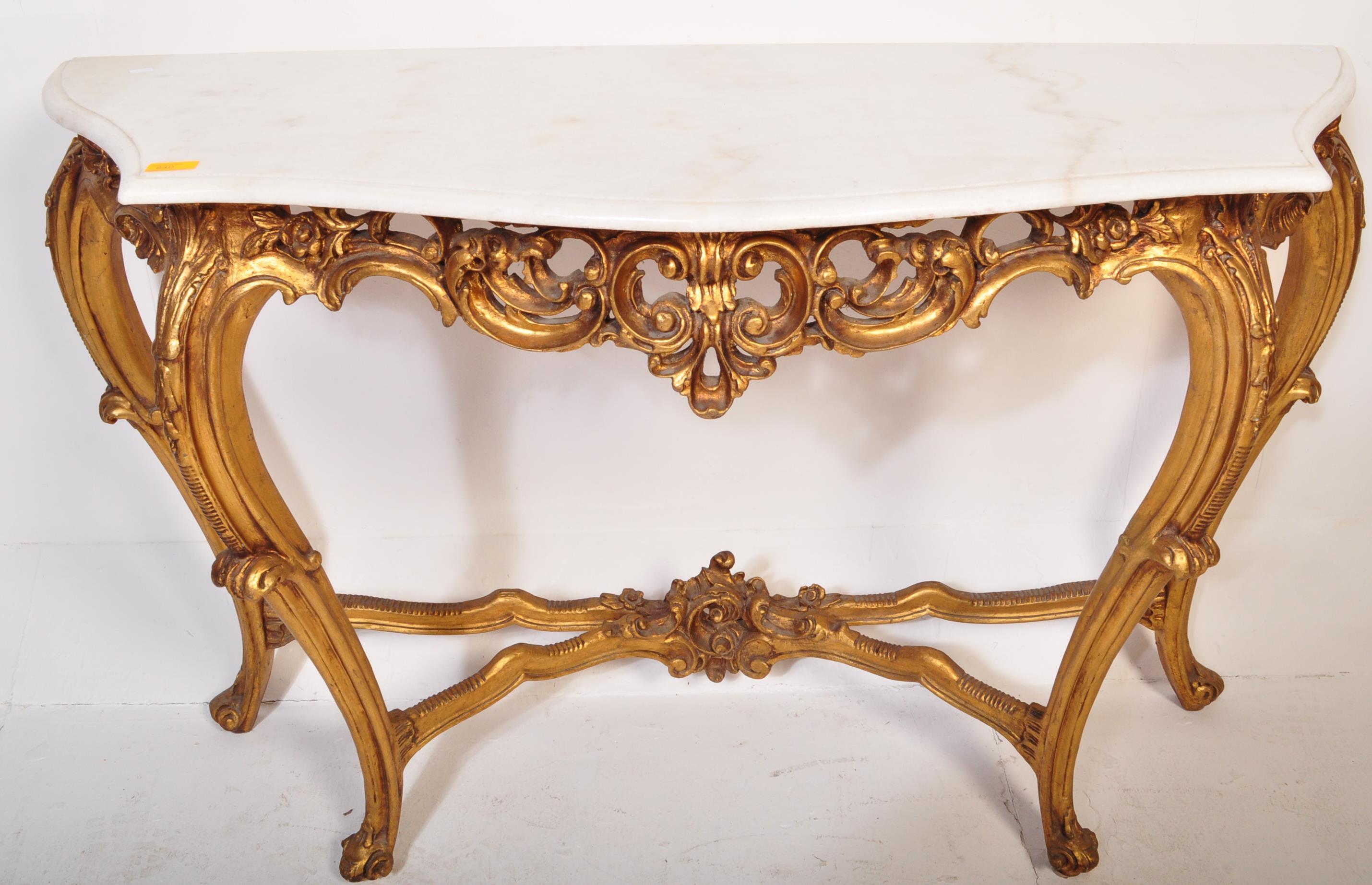 20TH CENTURY ROCOCO STYLE MARBLE & GILT CONSOLE TABLE - Bild 5 aus 5