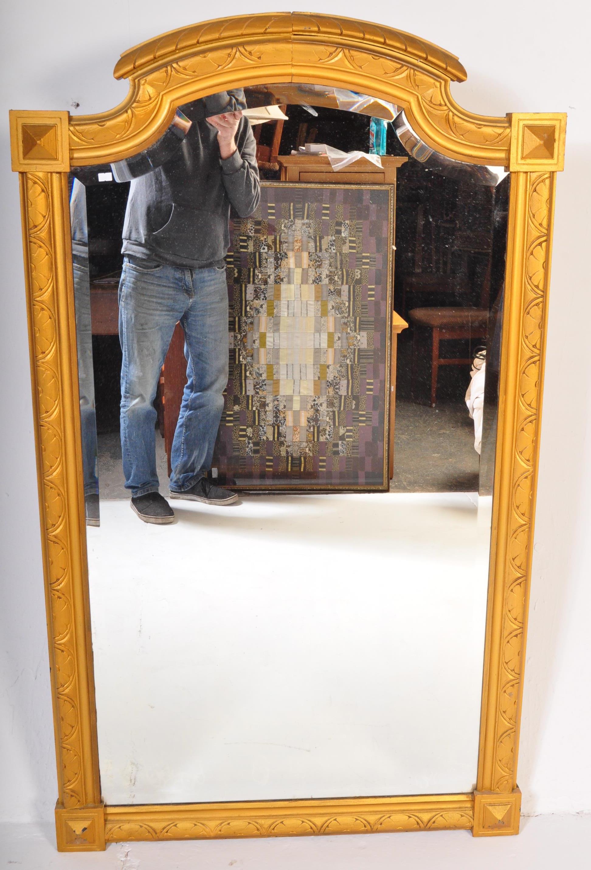 CIRCA 1920S GILT WOODEN BEVELLED EDGE MIRROR - Bild 2 aus 5