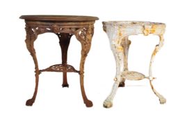 TWO 19TH CENTURY COALBROOKDALE CAST IRON TABLES