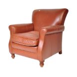 CONTEMPORARY BROWN LEATHER CHESTERFIELD ARMCHAIR