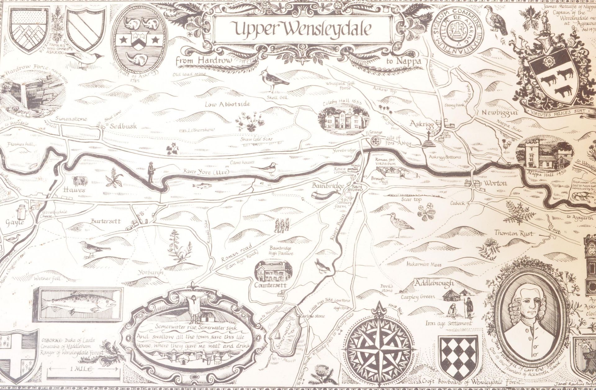 20TH CENTURY ORDNANCE SURVEY MAP - UPPER WENSLEYDALE - Image 4 of 5