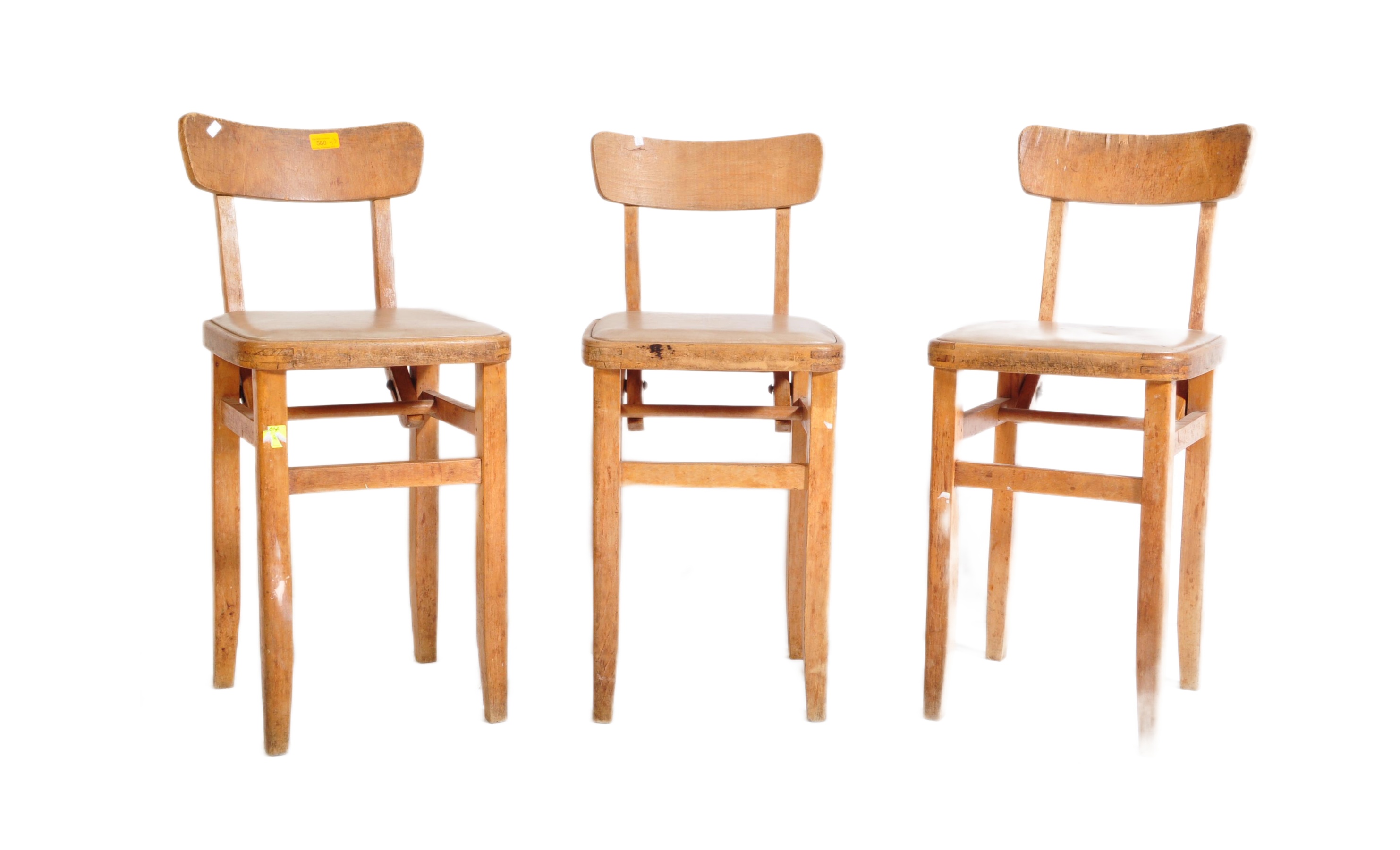 THREE MID CENTURY ADJUSTABLE SCHOOL CHAIRS / STOOLS