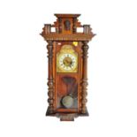 20TH CENTURY WALNUT VIENNESE REGULATOR HANGING WALL CLOCK