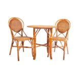 VINTAGE WICKER RATTAN TERRACE CONSEVATORY TABLE & CHAIRS SET