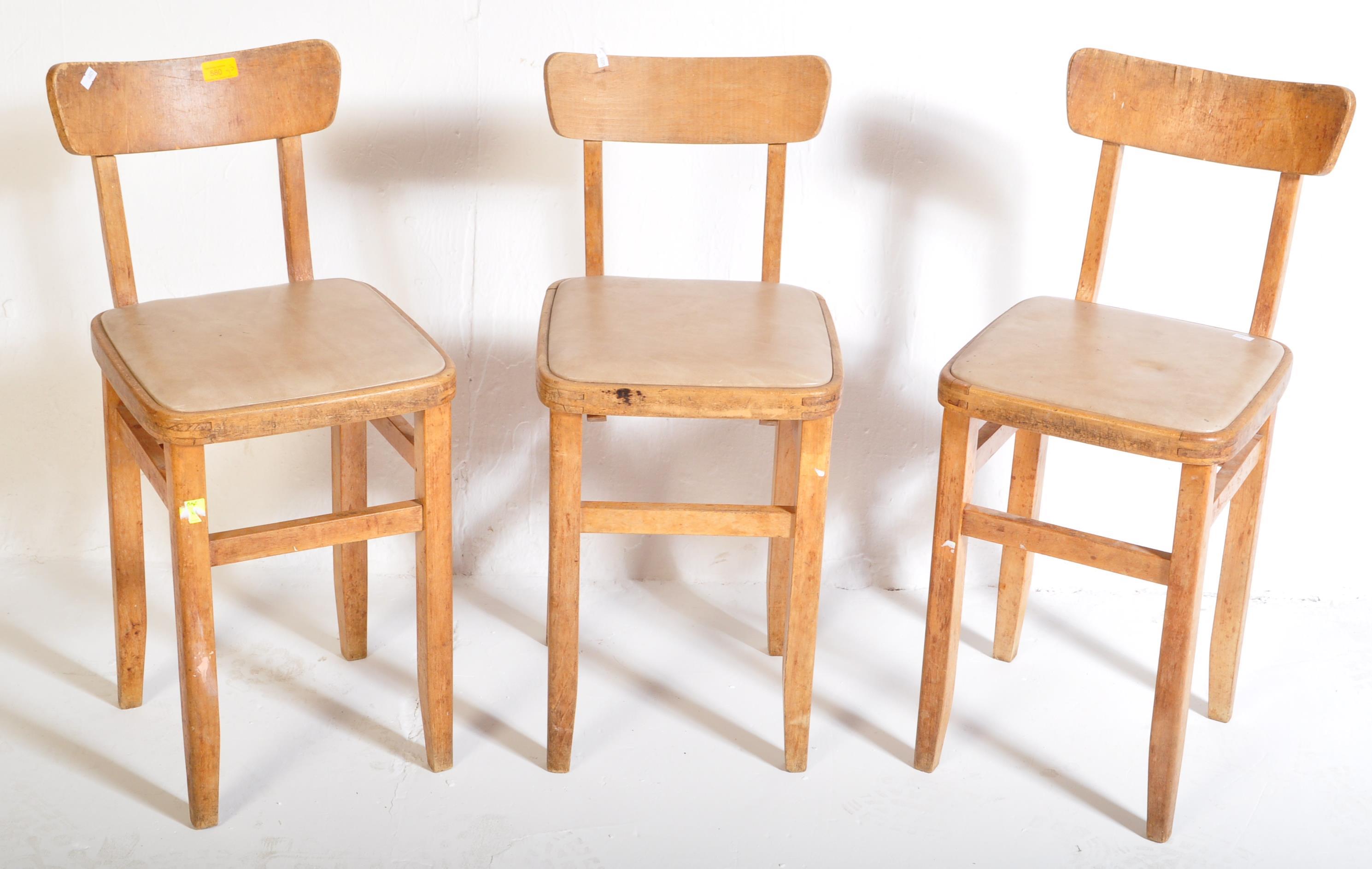 THREE MID CENTURY ADJUSTABLE SCHOOL CHAIRS / STOOLS - Bild 2 aus 5