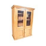 20TH CENTURY COUNTRY PINE GLAZED LARDER DRESSER CABINET