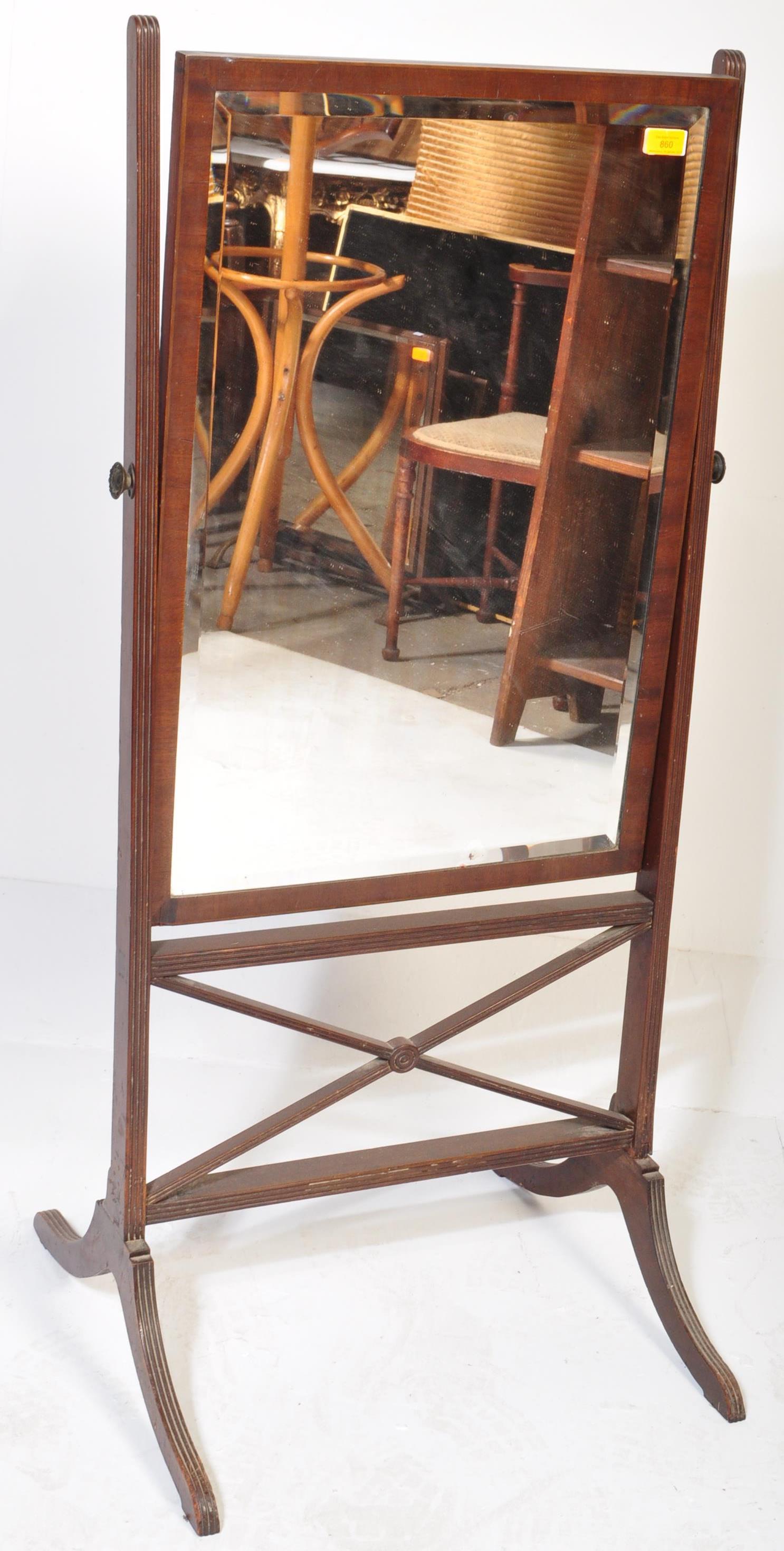 EARLY 19TH CENTURY GEORGE III MAHOGANY CHEVAL MIRROR - Bild 2 aus 5