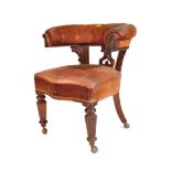 19TH CENTURY VICTORIAN HORSE SHOE LIBRARY DESK CHAIR