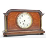 EDWARDIAN MAHOGANY & LINE INLAID MANTEL CLOCK