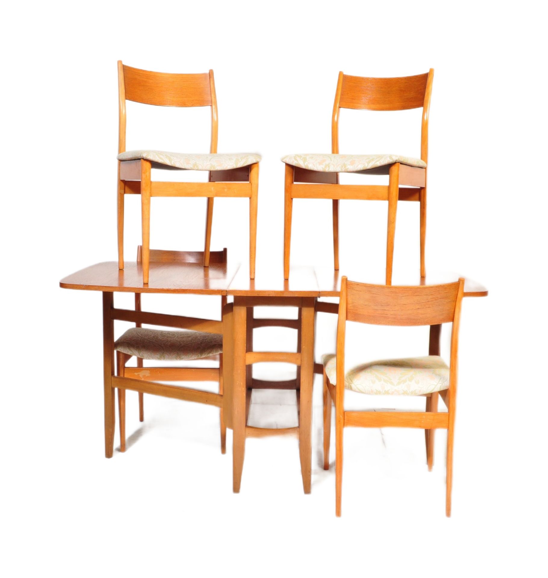 RETRO MID-CENTURY SPACE SAVER TABLE T/W 4 DINING CHAIRS