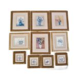 COLLECTION OF TEN FLORAL PRINTS W/ MATCHING GILT FRAMES