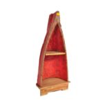 20TH CENTURY WOODEN RED PAINTED BOAT SHELVES