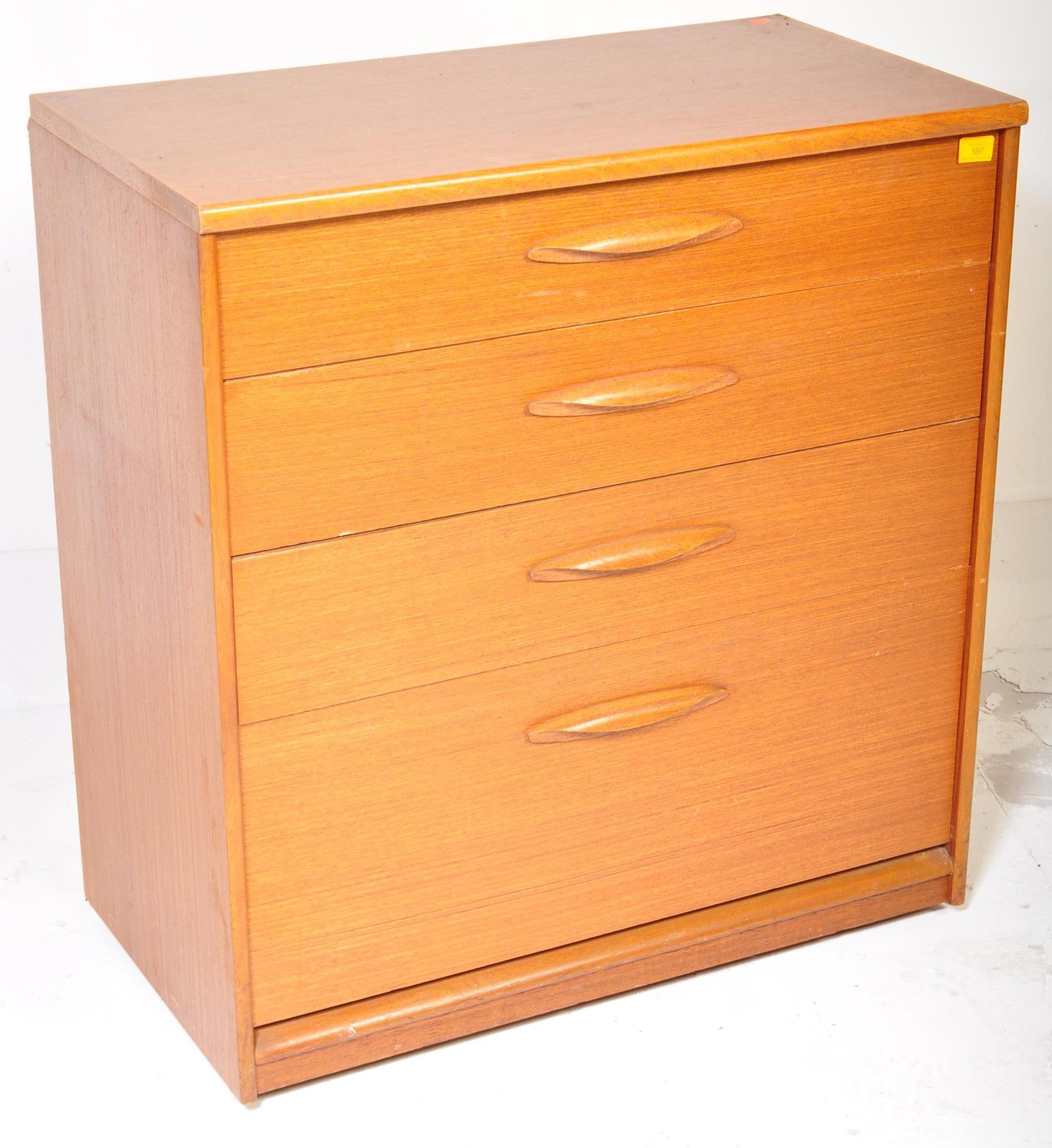 RETRO MID-CENTURY TEAK WOOD PEDESTAL CHEST OF DRAWERS - Bild 2 aus 4