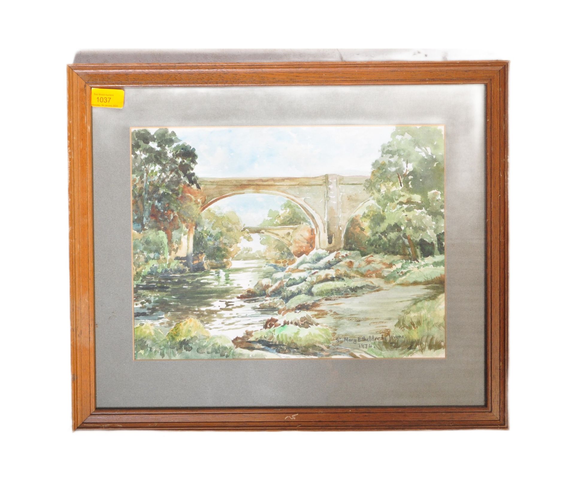 IRISH SCHOOL 20TH CENTURY WATERCOLOUR OF TWO BRIDGES