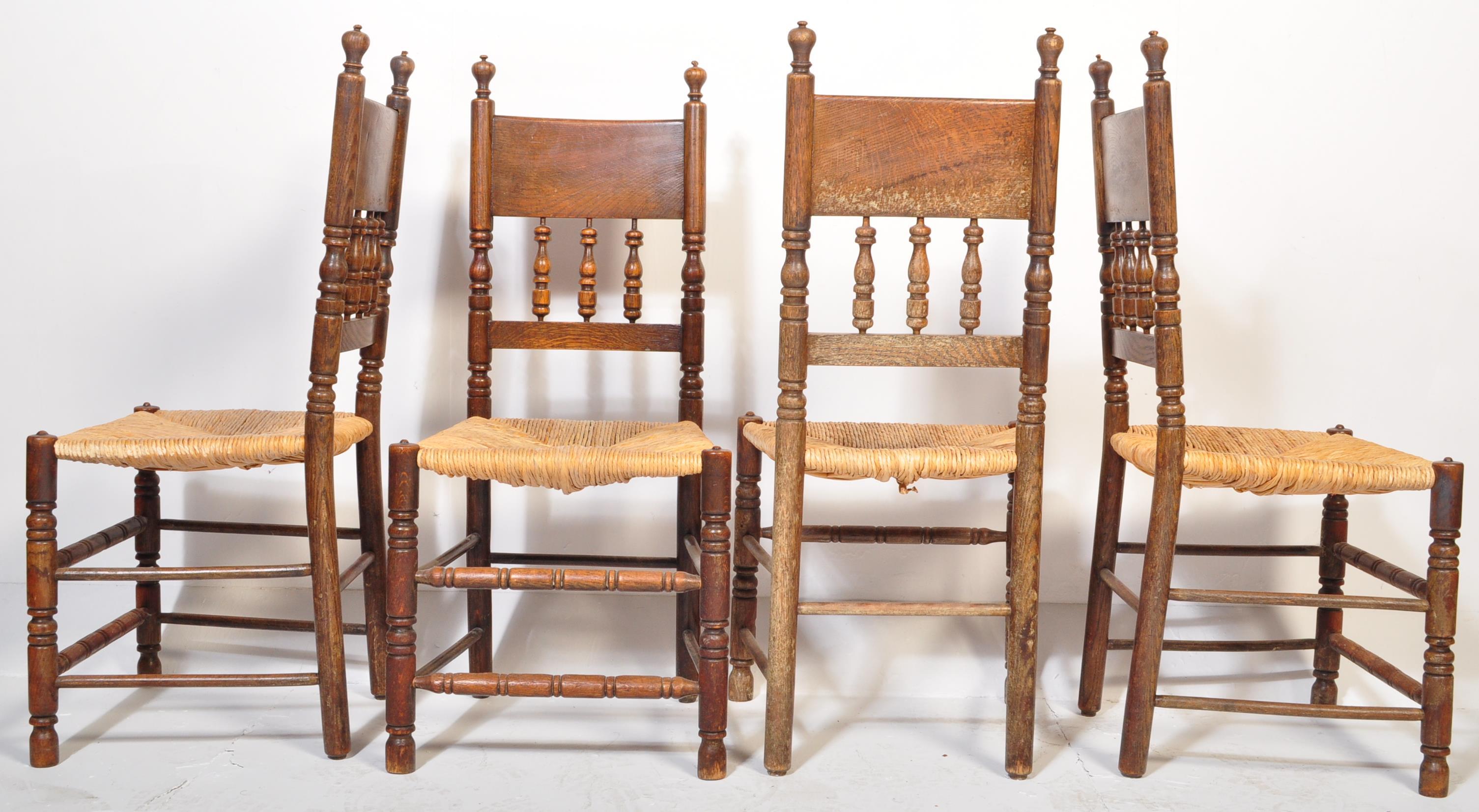 SET OF 4 RATTAN & OAK NORTH COUNTRY DINING CHAIRS - Bild 4 aus 4