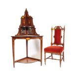 VICTORIAN CORNER ETAGERE STAND & GOTHIC HALL CHAIR