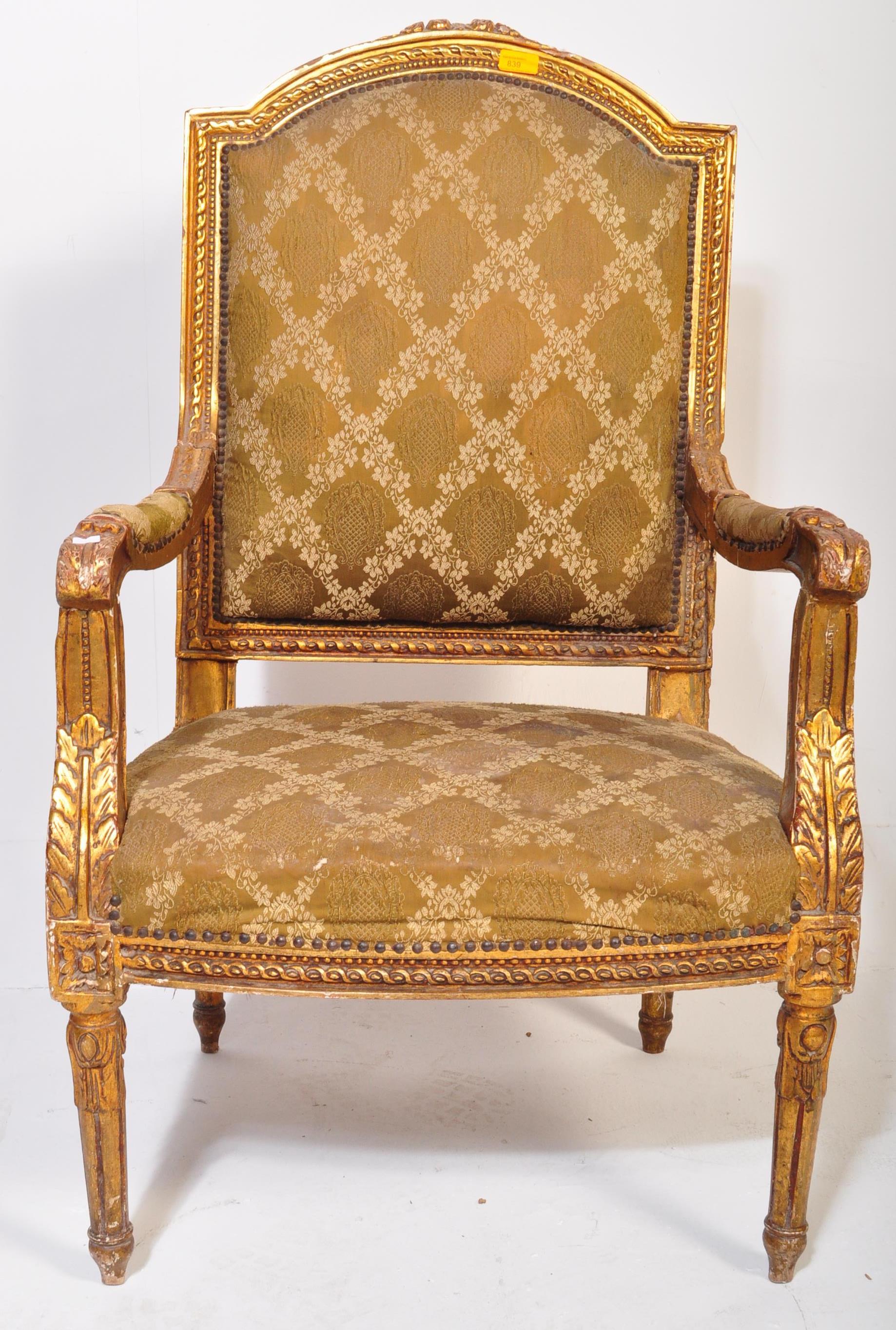 20TH CENTURY GILTWOOD FRENCH FAUTEUIL ARMCHAIR - Bild 3 aus 5