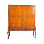 MID 20TH CENTURY WALNUT COCKTAIL CABINET ON STAND