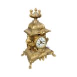 20TH CENTURY LOUIS XIV STYLE GILT BRASS MANTEL CLOCK