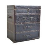 CONTEMPORARY LEATHER STUDDED TRAVEL CHEST OF DRAWERS
