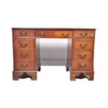 MAHOGANY & LEATHER TWIN PEDESTAL DESK