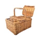 MID 20TH CENTURY WICKER WOVEN PICNIC BASKET