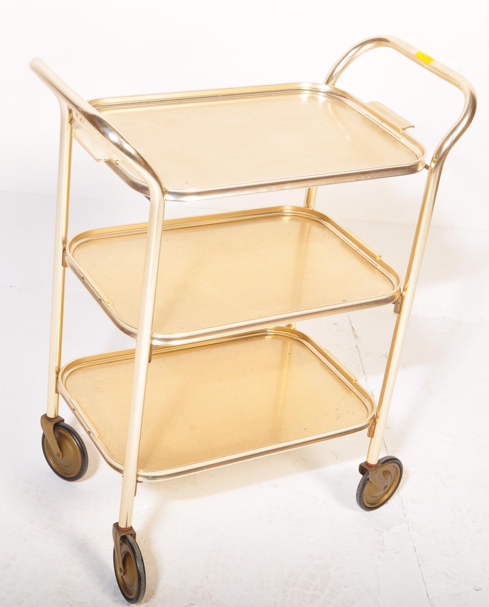 RETRO 1960'S GILT METAL BUTLERS HOSTESS SERVING TROLLEY - Bild 2 aus 5