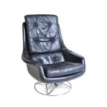 RETRO VINTAGE BLACK LEATHER OFFICE ARMCHAIR