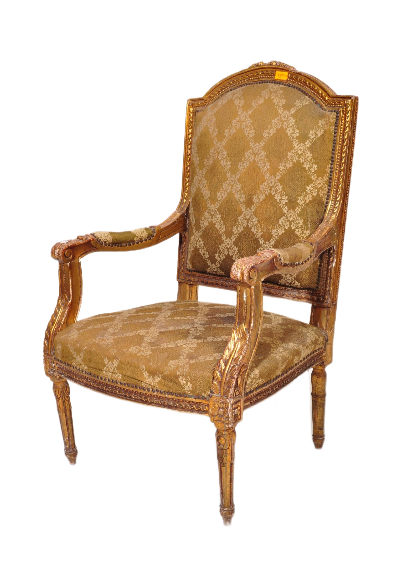 20TH CENTURY GILTWOOD FRENCH FAUTEUIL ARMCHAIR