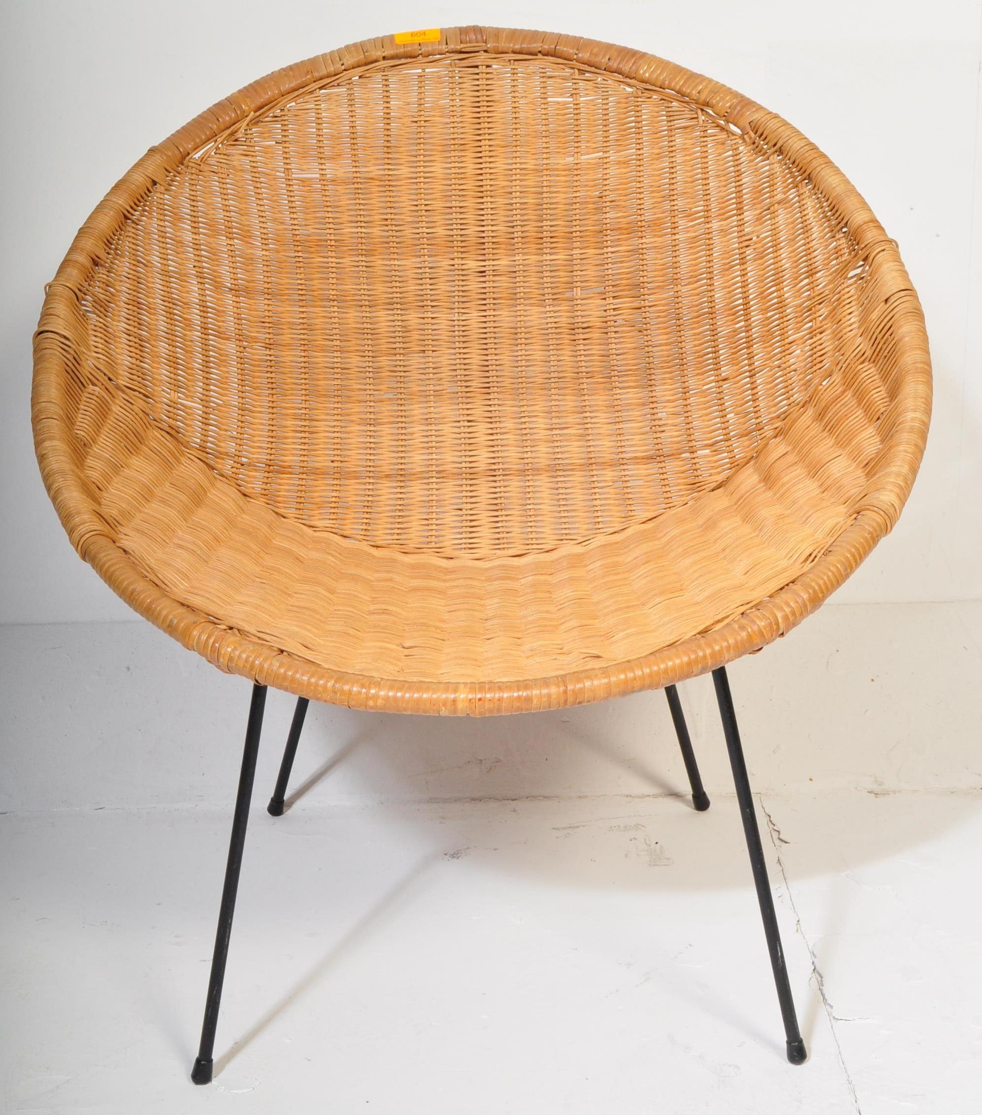 RETRO SATELLITE WIRE RATTAN WEAVE TUB ARMCHAIR CHAIR - Bild 2 aus 5