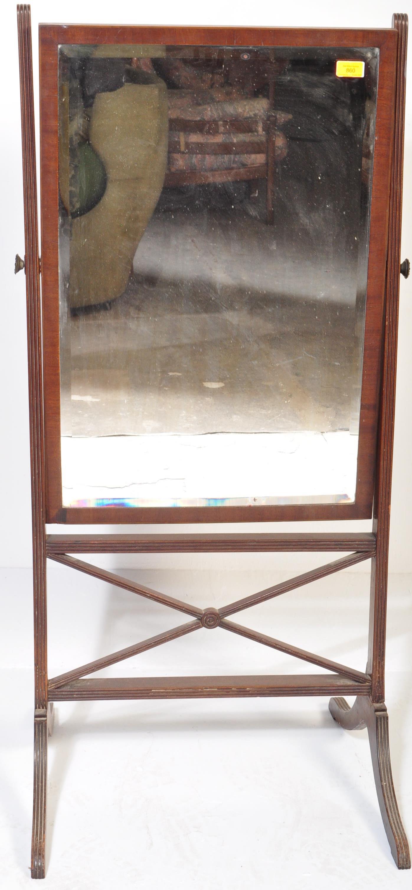 EARLY 19TH CENTURY GEORGE III MAHOGANY CHEVAL MIRROR - Bild 3 aus 5