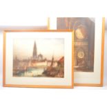 J. BREWER - BRITISH - TWO SIGNED COLOURED ETCHINGS