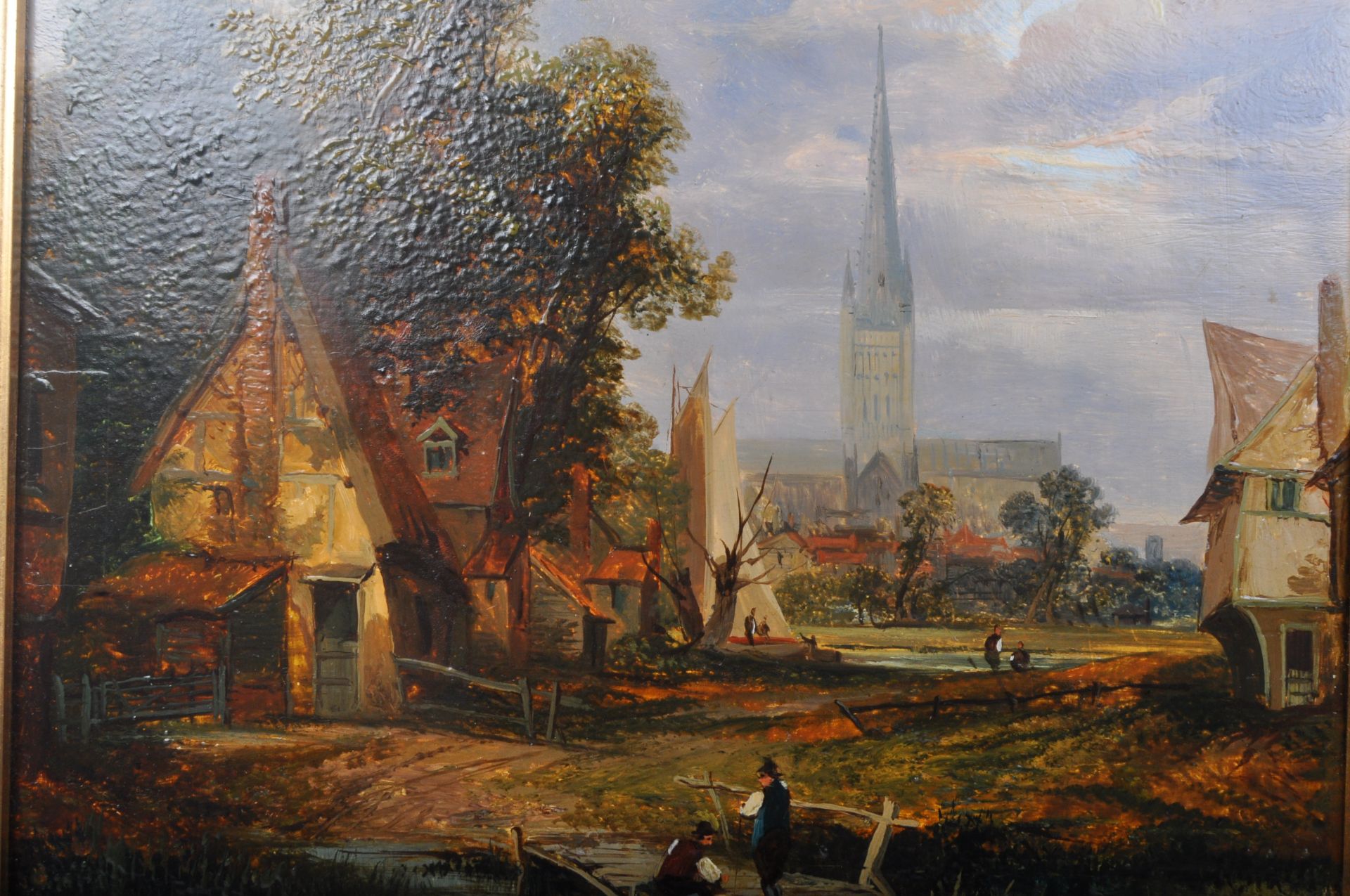 LATE 19TH CENTURY OIL ON BOARD PAINTING - SALISBURY CATHEDRAL - Image 2 of 5