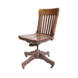 1930S WOODEN FACTORY INDUSTRIAL OFFICE SWIVEL CHAIR