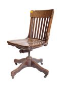 1930S WOODEN FACTORY INDUSTRIAL OFFICE SWIVEL CHAIR