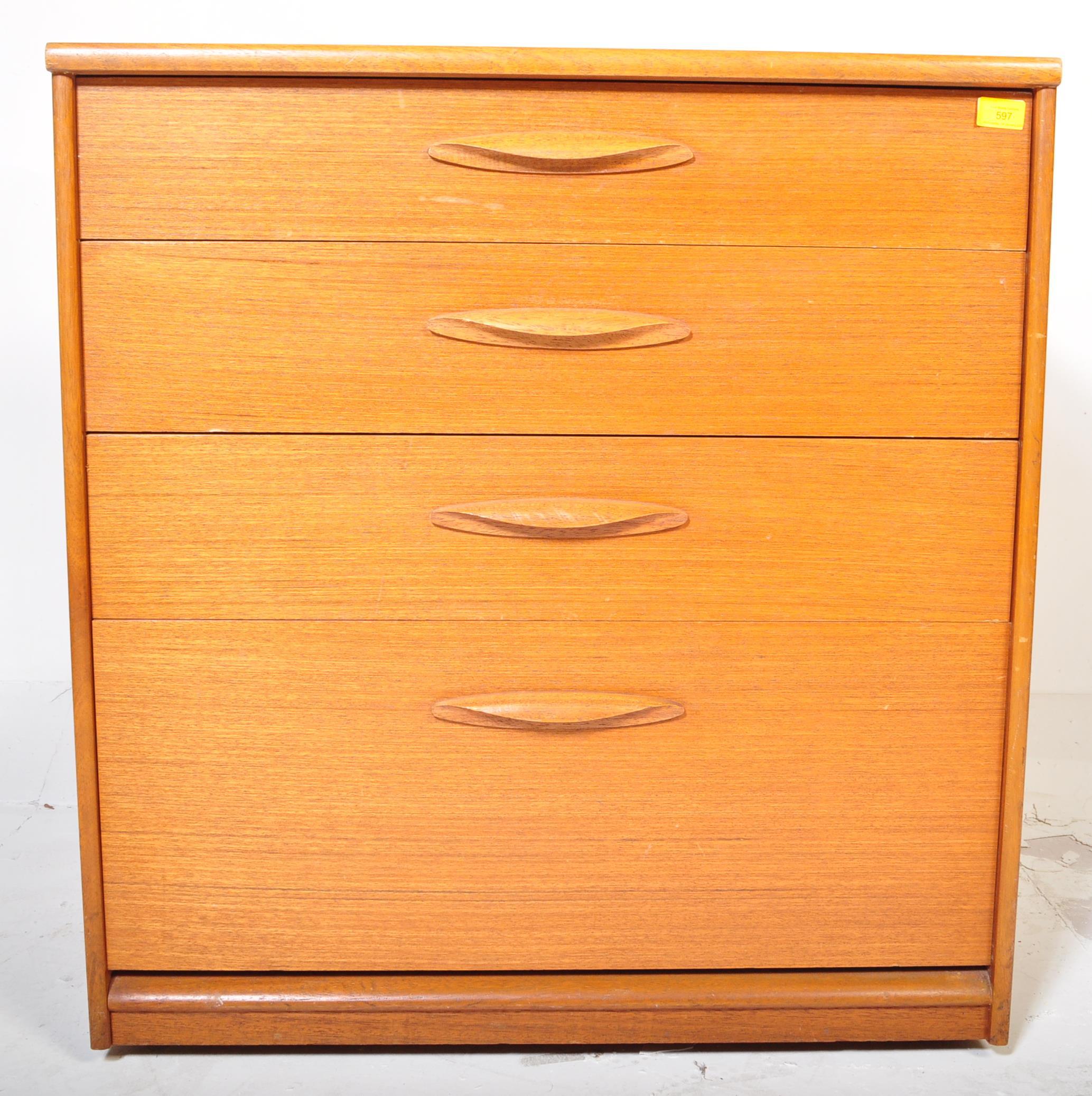 RETRO MID-CENTURY TEAK WOOD PEDESTAL CHEST OF DRAWERS - Bild 3 aus 4