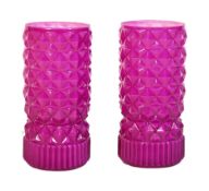PAIR OF VINTAGE STYLE MATCHING PINK GLASS TABLE LAMPS
