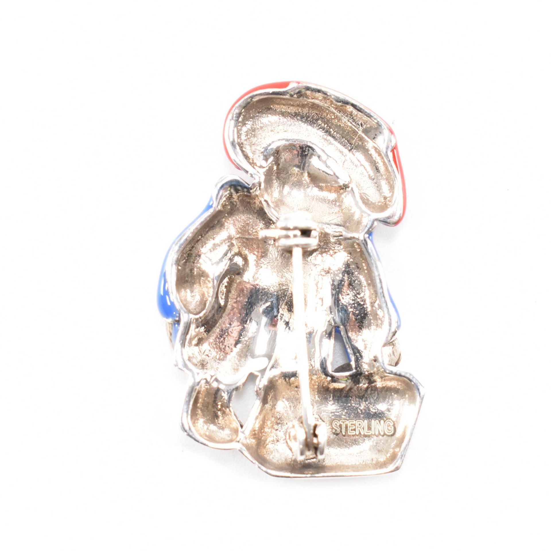 STERLING SILVER ENAMELLED PADDINGTON BEAR BROOCH PIN - Image 2 of 2