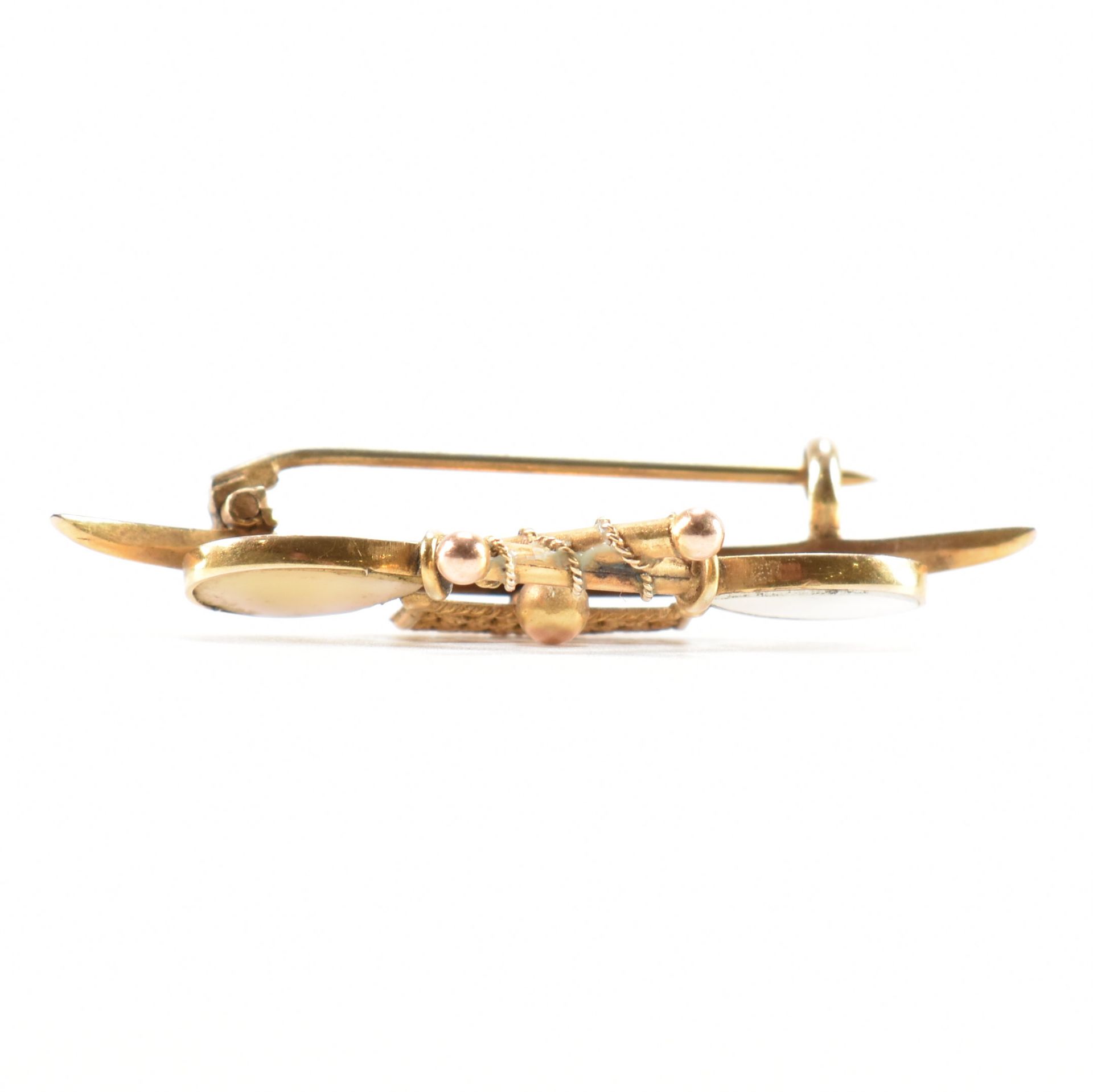 VICTORIAN 9CT GOLD & MOTHER OF PEARL TENNIS BROOCH - Image 5 of 6