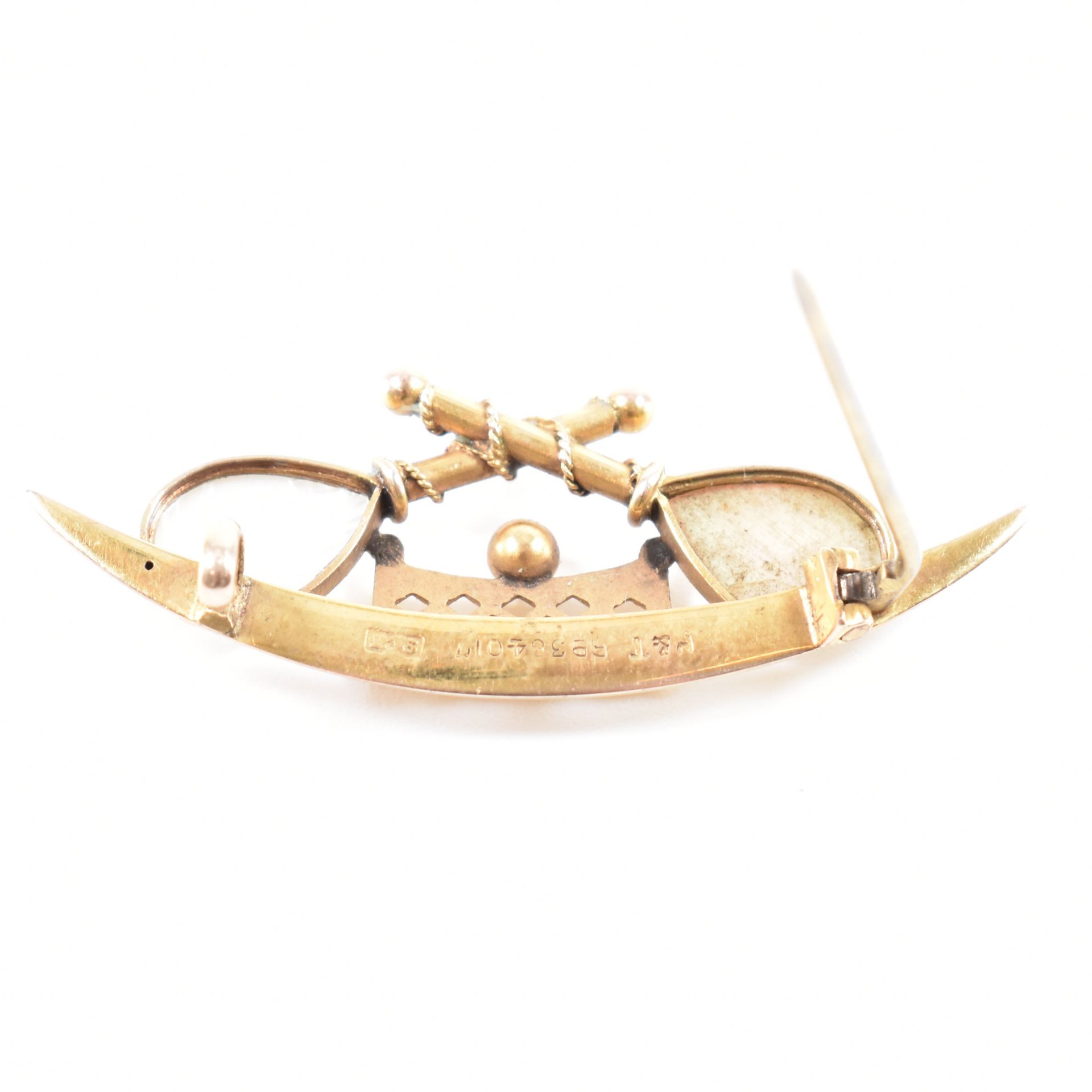VICTORIAN 9CT GOLD & MOTHER OF PEARL TENNIS BROOCH - Image 3 of 6
