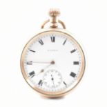 WALTHAM MARQUIS GOLD PLATED OPEN FACE POCKET WATCH
