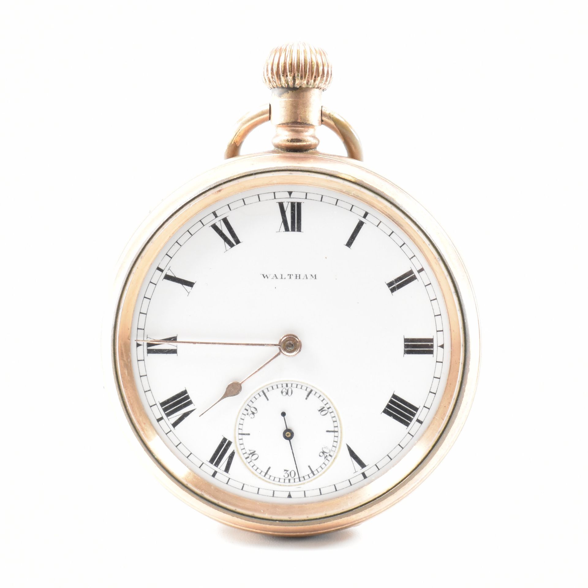 WALTHAM MARQUIS GOLD PLATED OPEN FACE POCKET WATCH