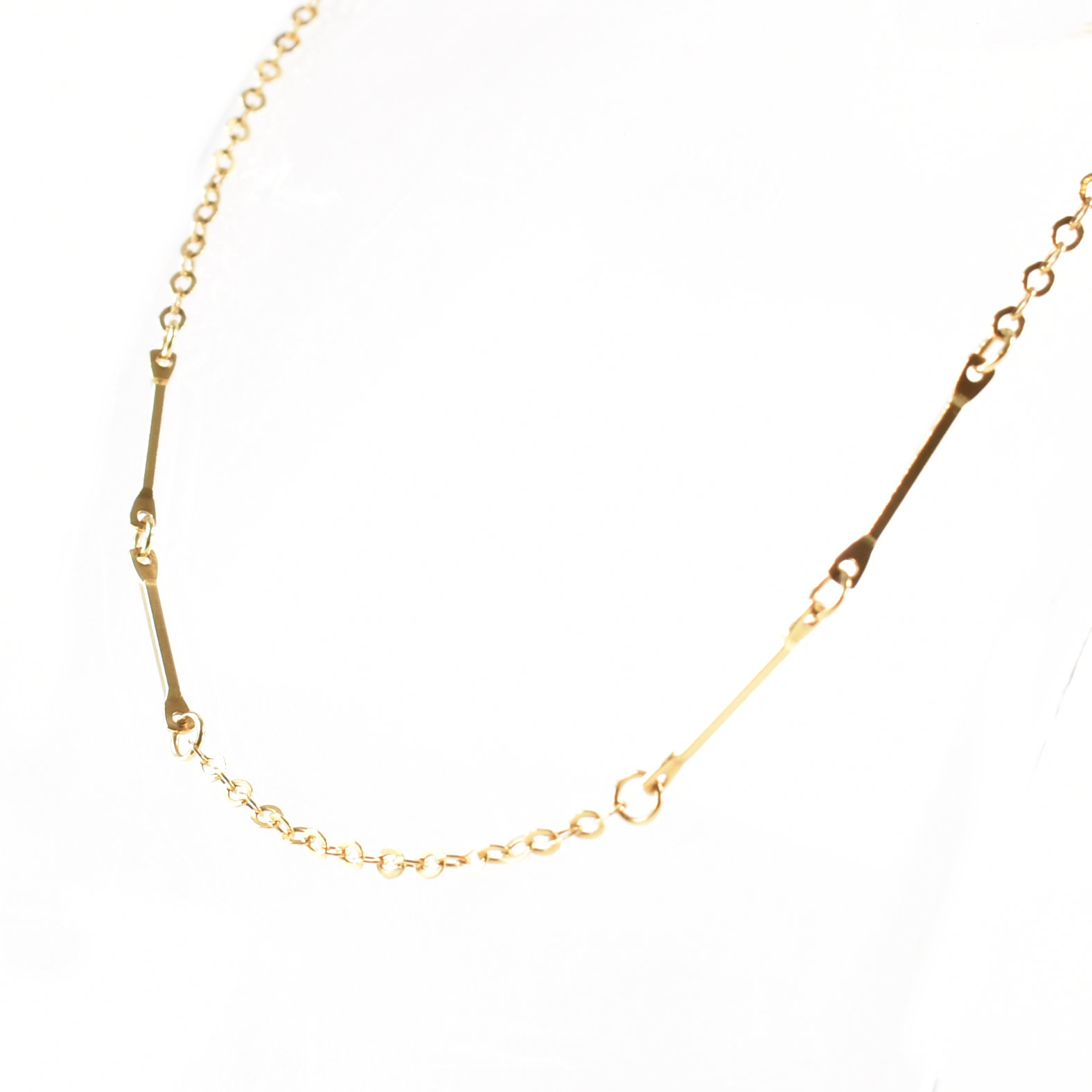 18CT GOLD BAR LINK NECKLACE CHAIN - Image 2 of 3