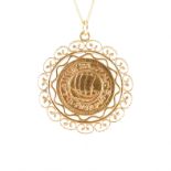 18CT GOLD ARABIC BOAT PENDANT NECKLACE