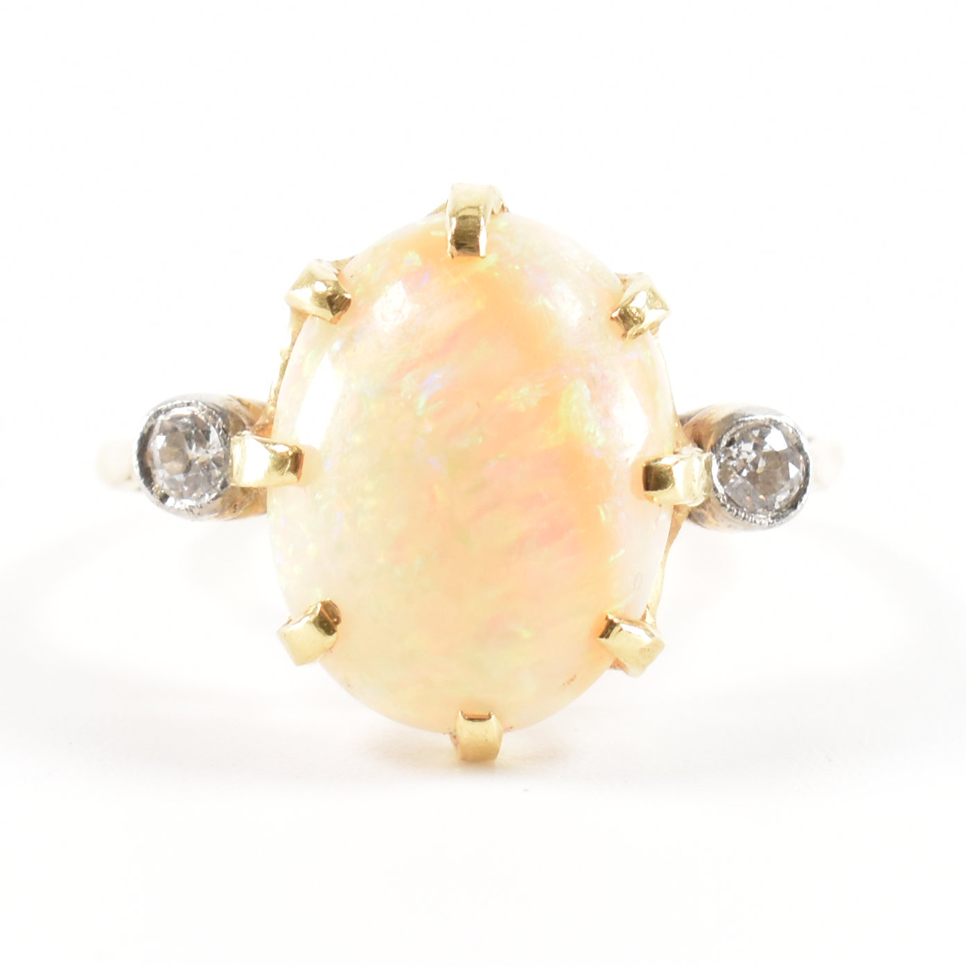 VINTAGE 18CT GOLD OPAL & DIAMOND DRESS RING