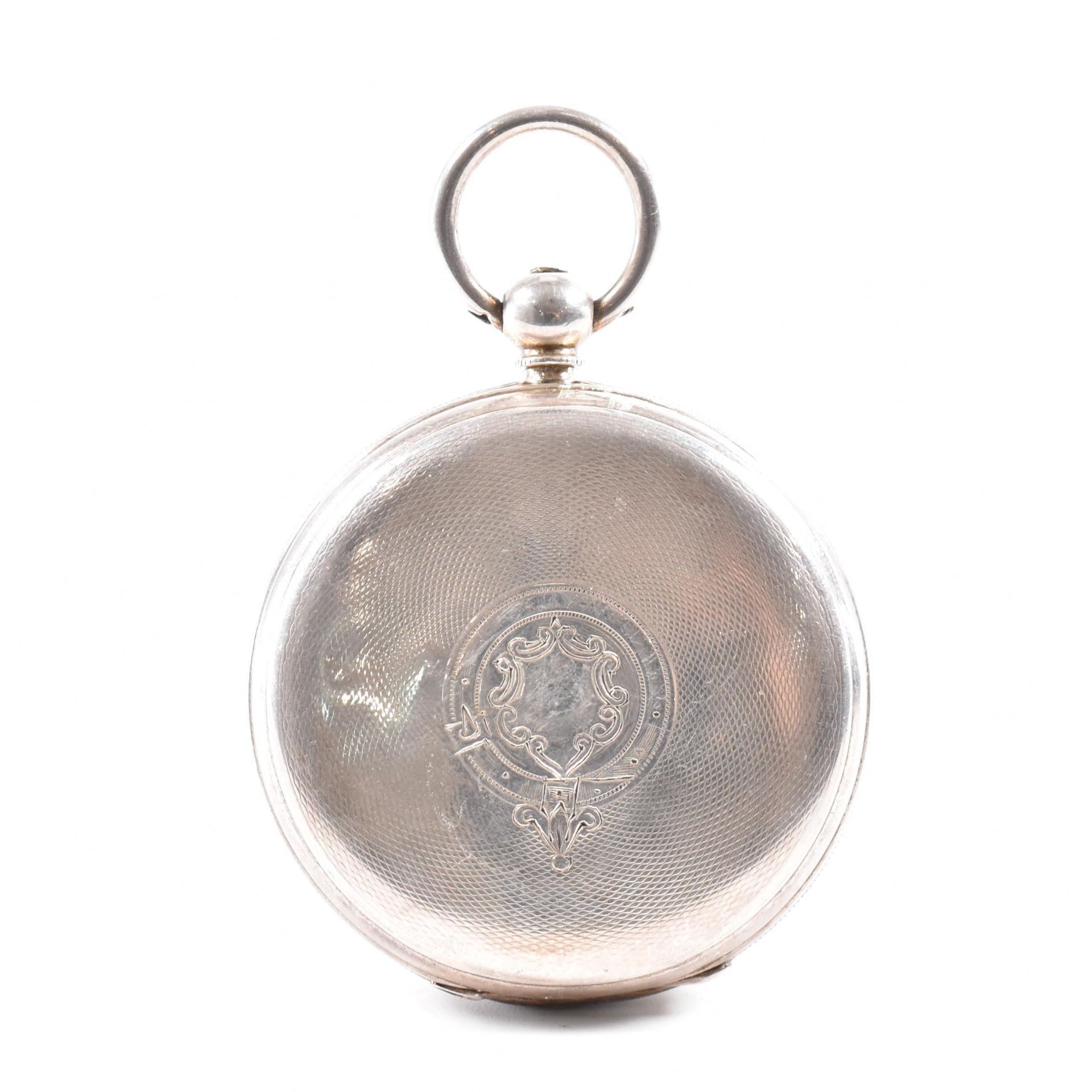 VICTORIAN J W BENSON SILVER OPEN FACE POCKET WATCH - Image 3 of 9