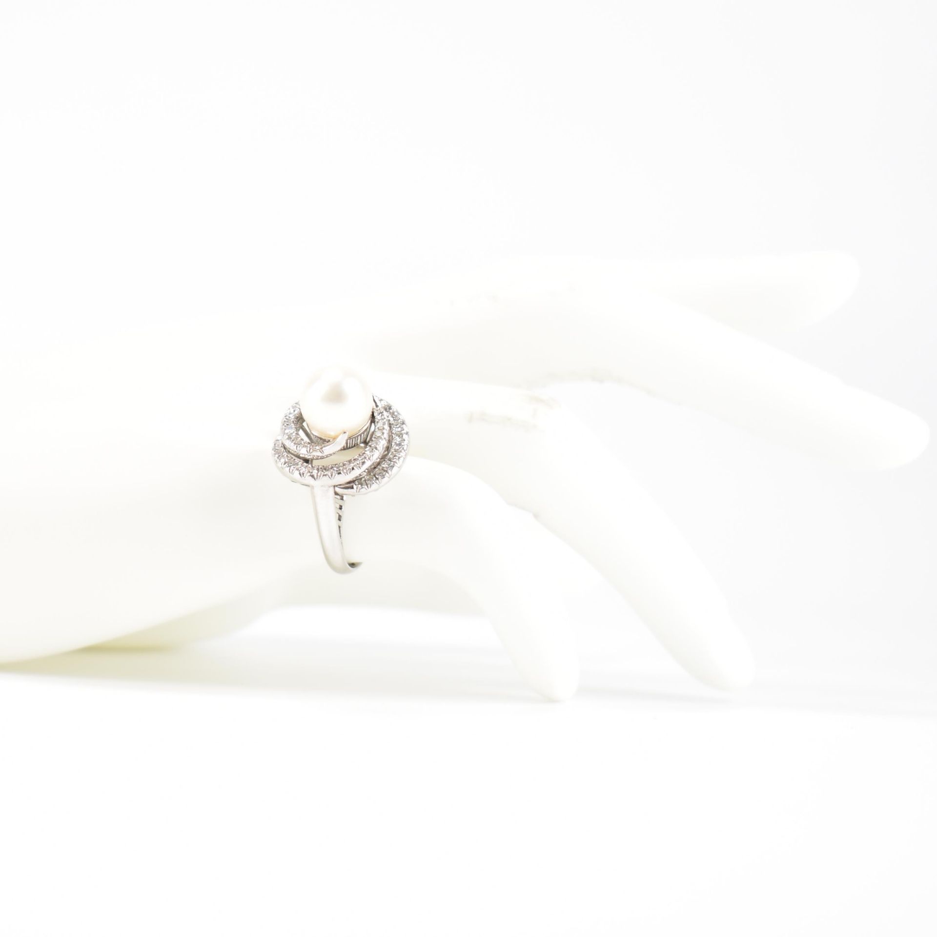 RETRO 14CT WHITE GOLD & DIAMOND DRESS RING - Bild 7 aus 7