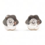 PAIR HALLMARKED 9CT WHITE GOLD & DIAMOND STUD EARRINGS