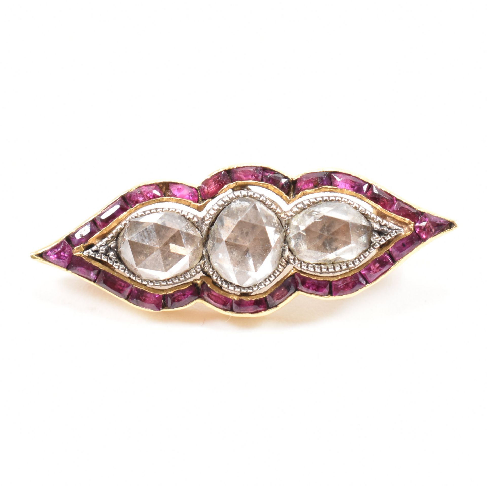 19TH CENTURY FRENCH RUBY & DIAMOND BROOCH PIN