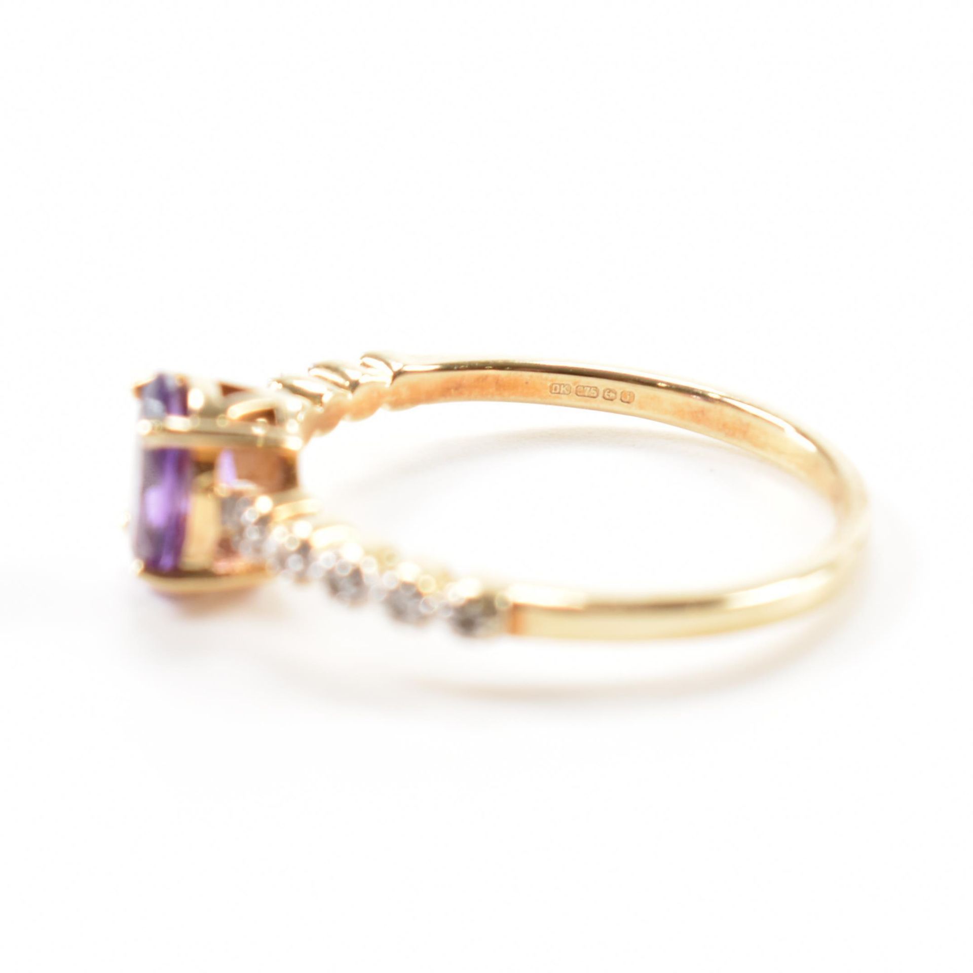 HALLMARKED 9CT GOLD AMETHYST & DIAMOND RING - Bild 8 aus 9